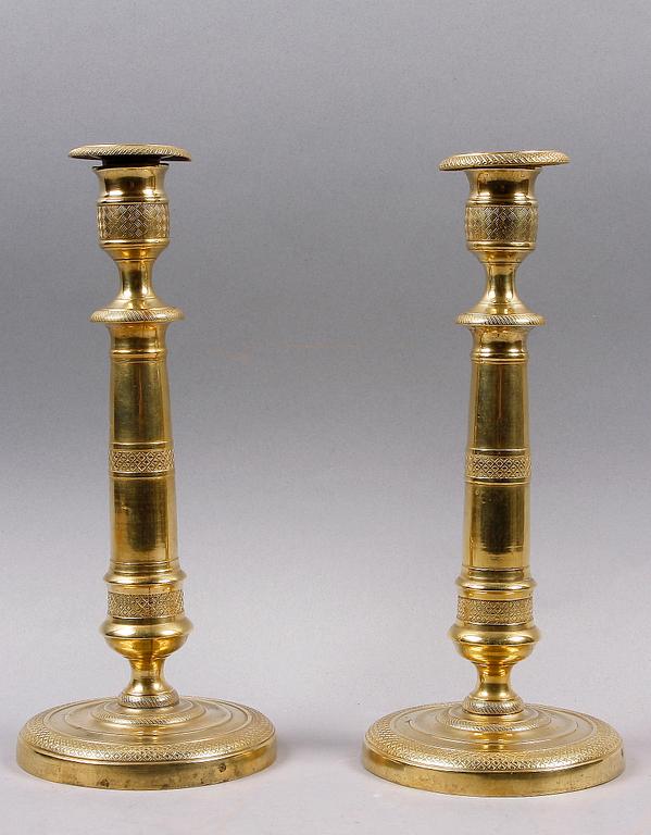 LJUSSTAKAR, ett par, senempire, 1800-talets första hälft.