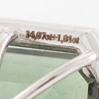 Earrings 18K white gold with green tourmalines and brilliant-cut diamonds.