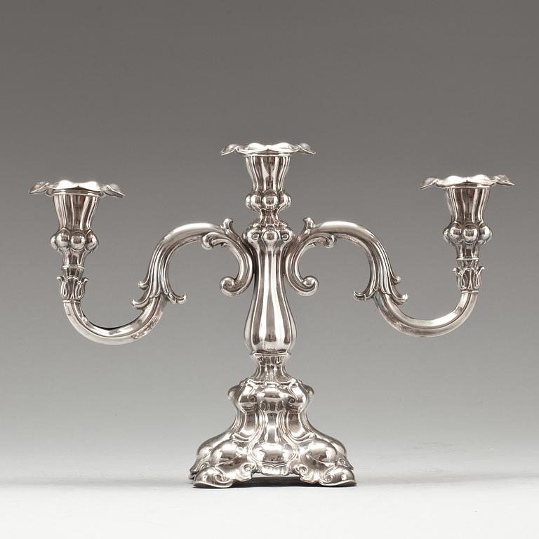 KANDELABER, silver, rokokostil, C.G.Hallberg, Stockholm, 1940.