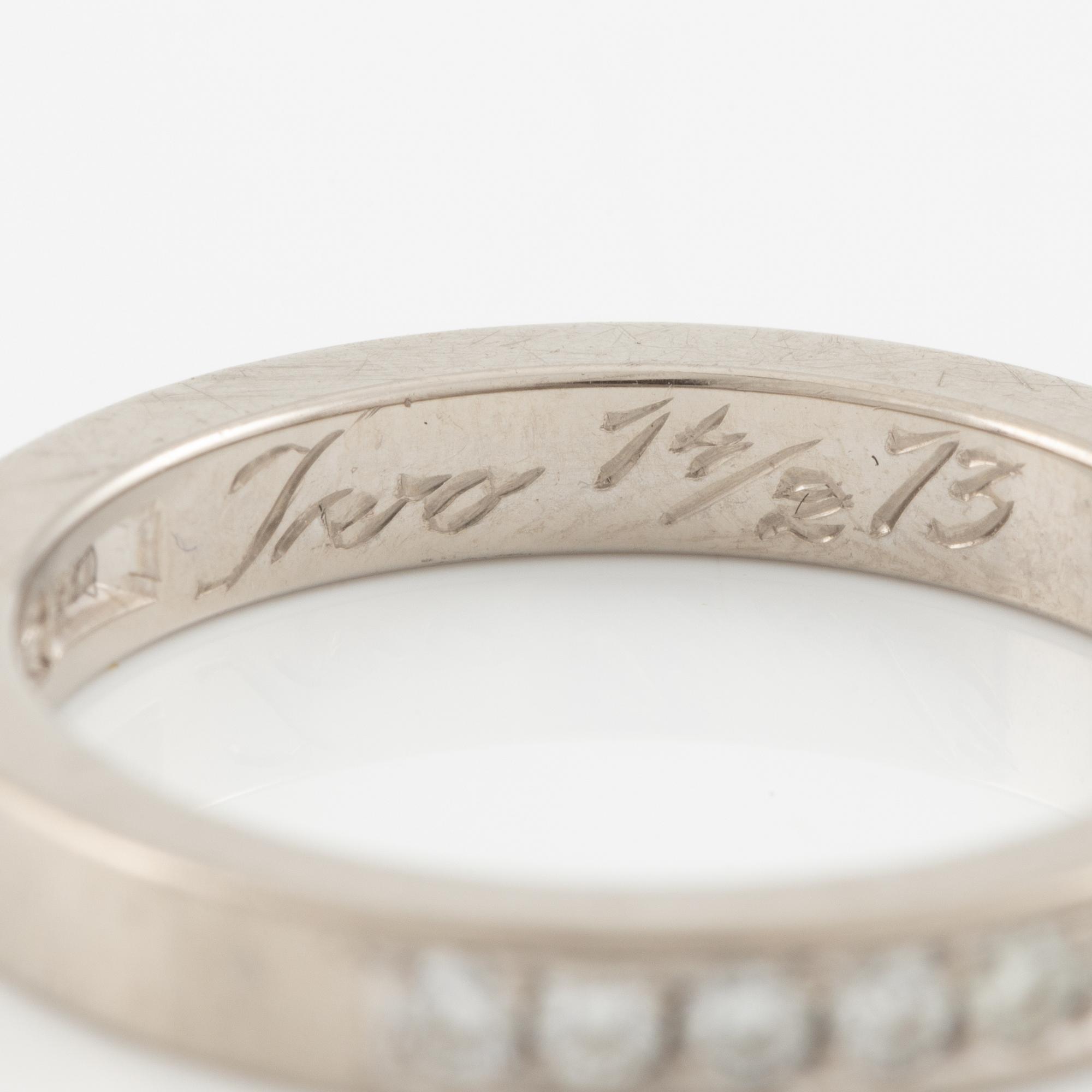 Ring, half eternity, 18K white gold set with brilliant-cut diamonds 0.28 ct according to engraving.