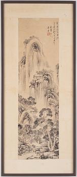 A Chinese painting, ink and colour on paper, Qing dynasty.