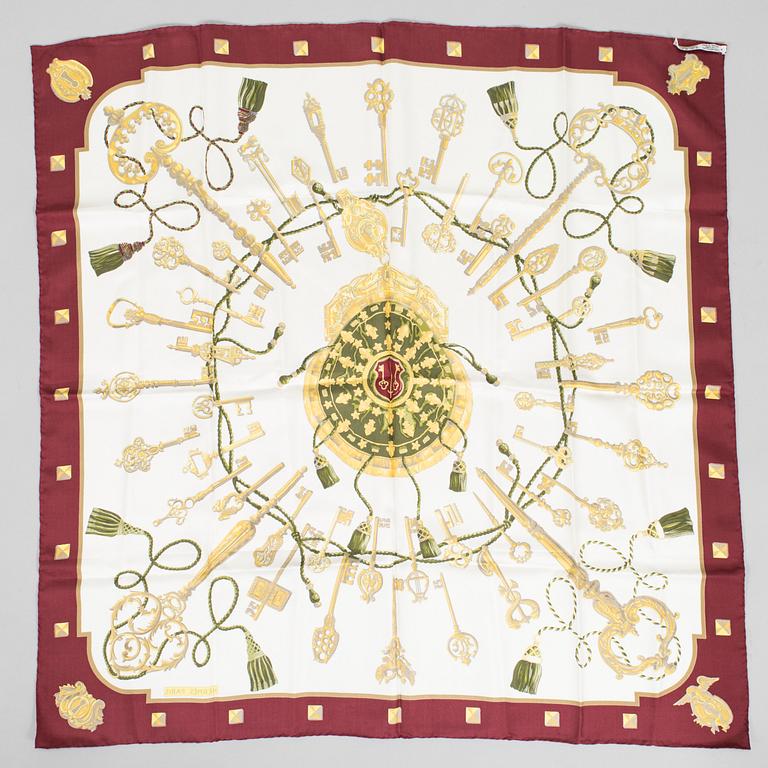 Hermès, a 'Le Cléfs' silk scarf.