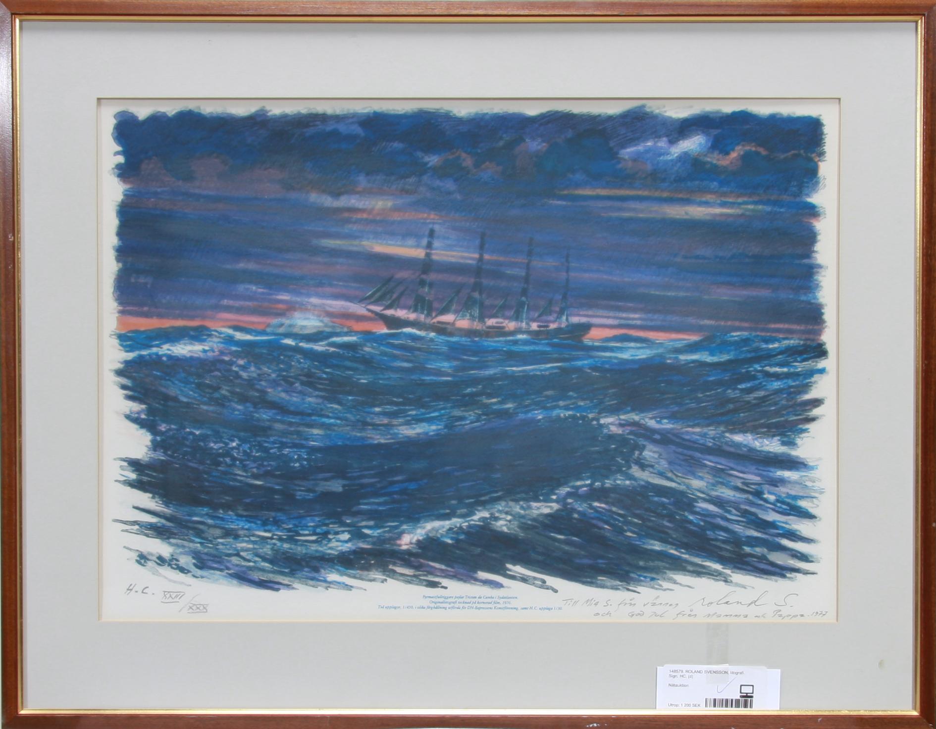ROLAND SVENSSON, litografi. Sign. HC.