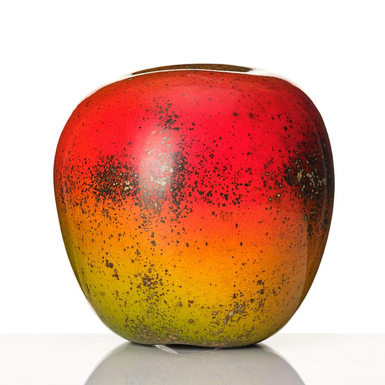 Hans Hedberg, a faience sculpture of an apple, Biot France.