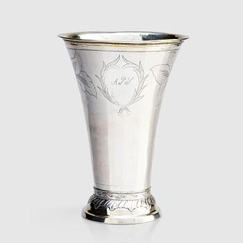 281. A Swedish 18th century parcel-gilt silver beaker, mark of Anders Ulfsberg, Nyköping 1795.