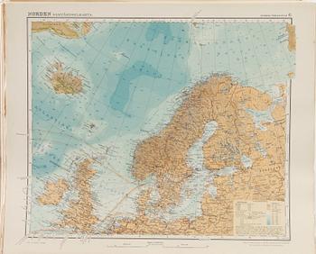 VÄRLDSATLAS, 1920-tal, oinramad.