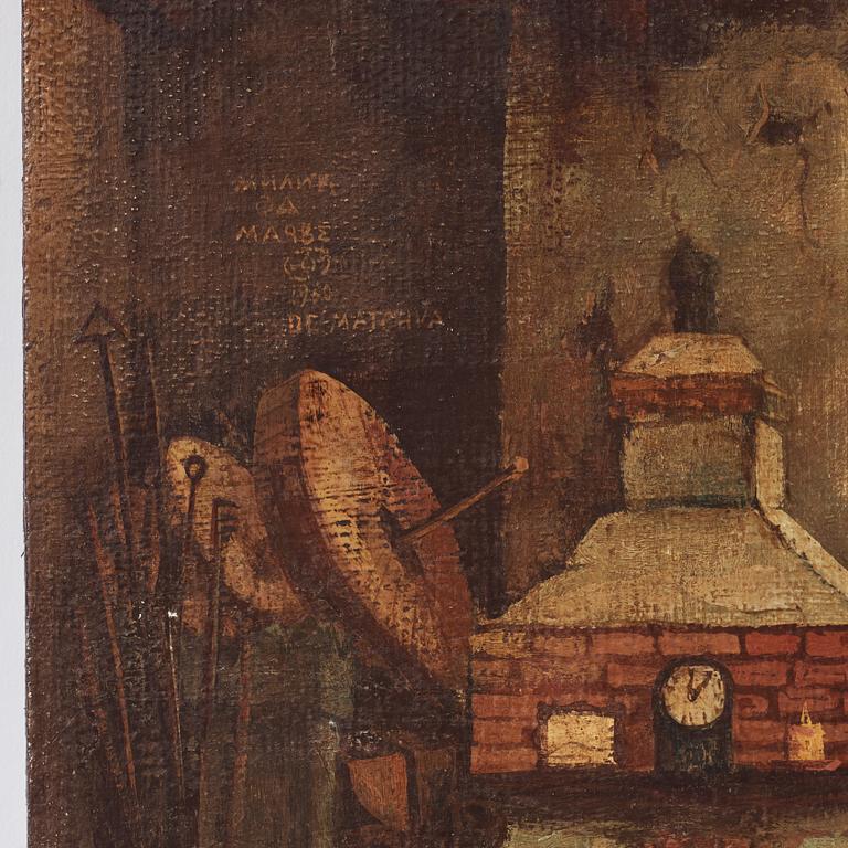 Milić od Mačve, olja på duk lagd på pannå, signerad och daterad 1969 a tergo.