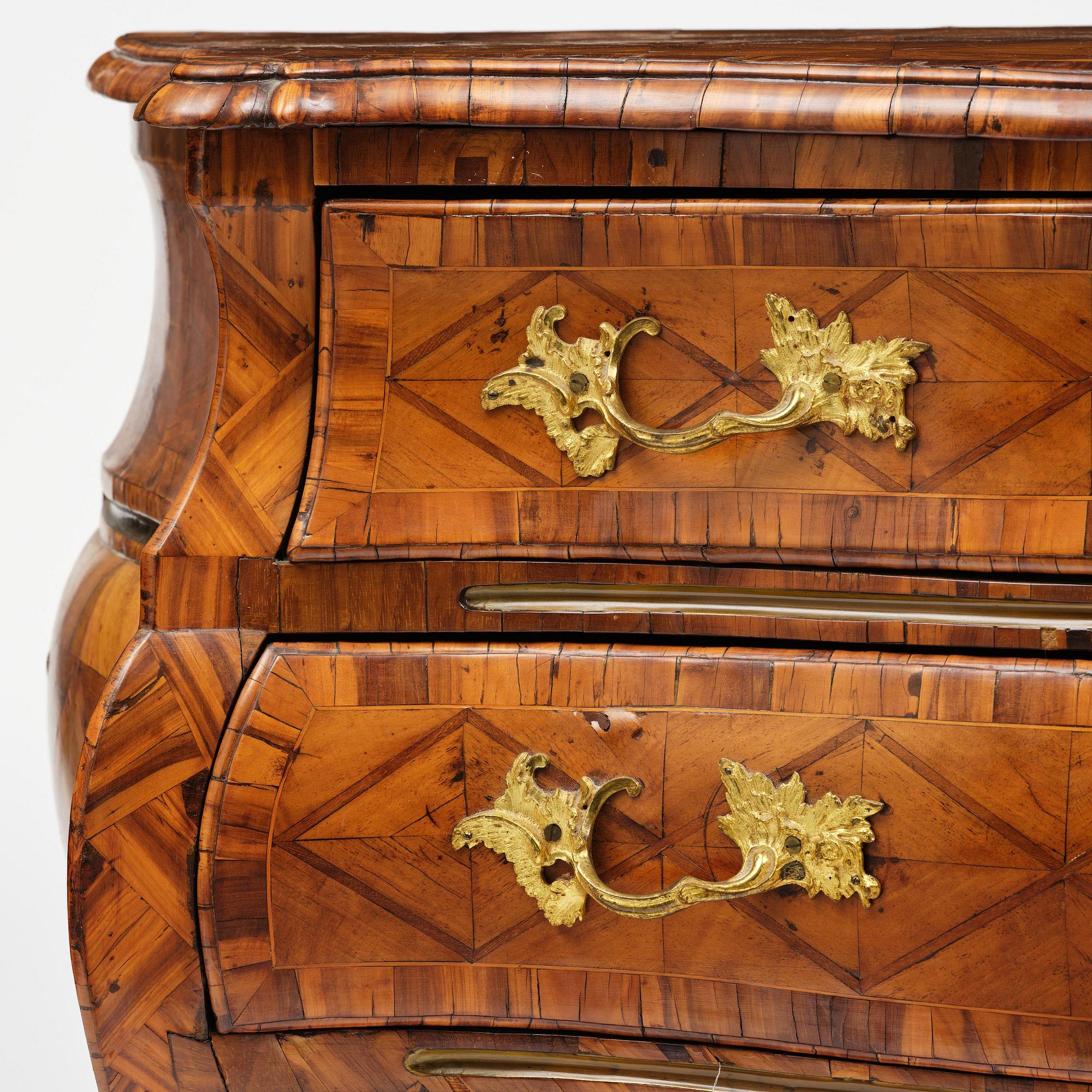 A Swedish parquetry rococo commode, Stockholm, later part 18th century.