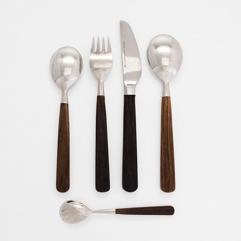 Bertel Gardberg, a 56-piece 'Lion de Luxe' cutlery set of rosewood and steel, Hackman, Finland 1960s.