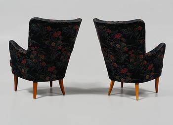 FÅTÖLJER, ett par, "Stora Furulid", Carl Malmsten, 1900-talets andra hälft.