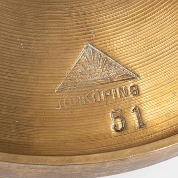 A pair of brass candlesticks, no. 51, EOS Jönköping, 20th century.