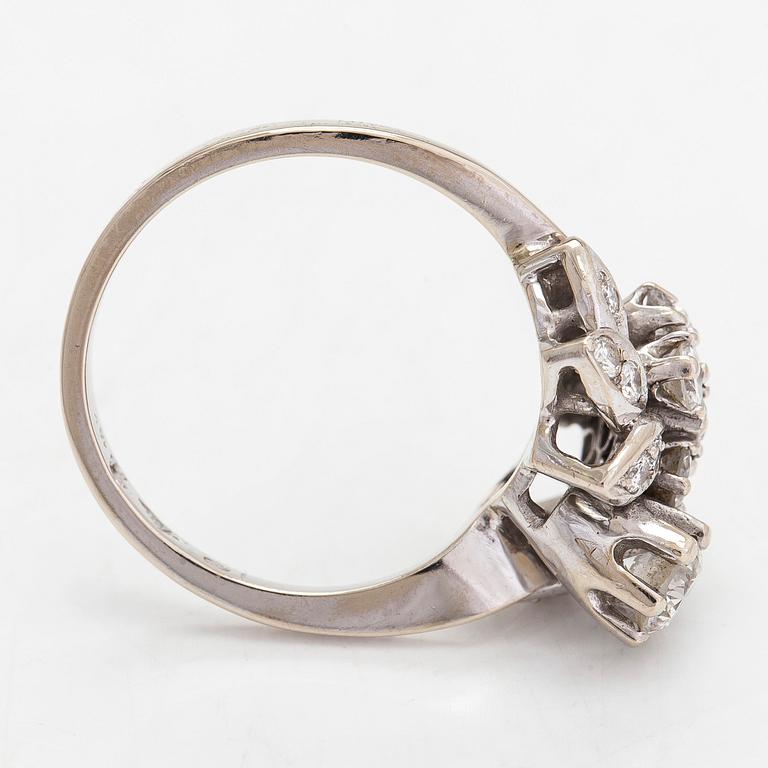 An 18K white gold ring, with diamonds totalling approximately 1.12 ct according to engraving. Swedish import mark.