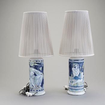 BORDSLAMPOR, 2 stycken, keramik, Marian Zawadsky, Tilgman 1955.