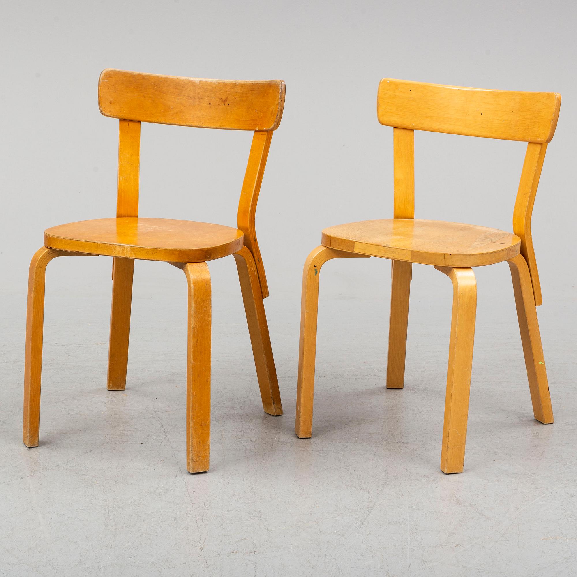 Six model 69 chairs by Alvar Aalto, Aalto Möbler.