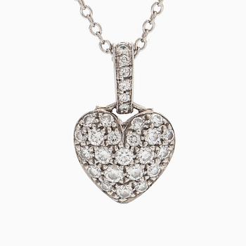 Tiffany & Co, halsband, platina, hänge i form av hjärta med briljantslipade diamanter.