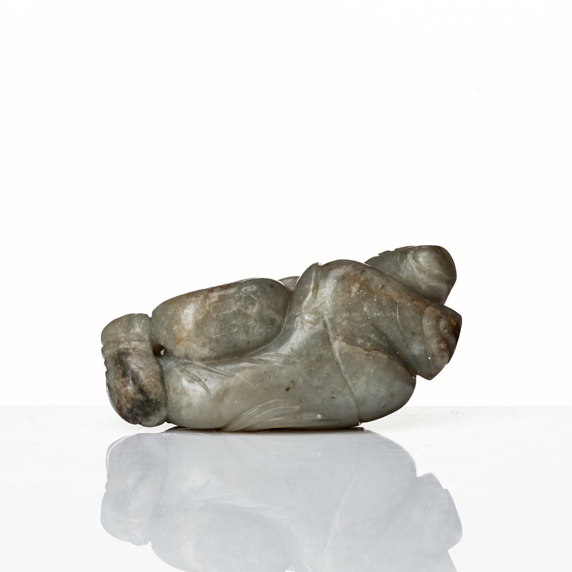Skulptur, nefrit. Sen Qingdynasti.