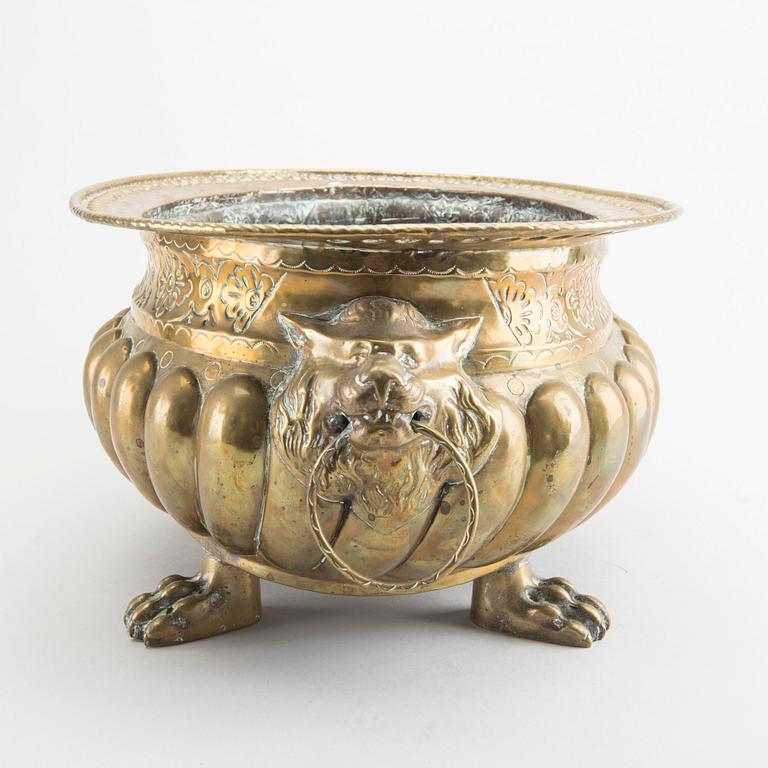 A Baroque style brass vine cooler 19th century.