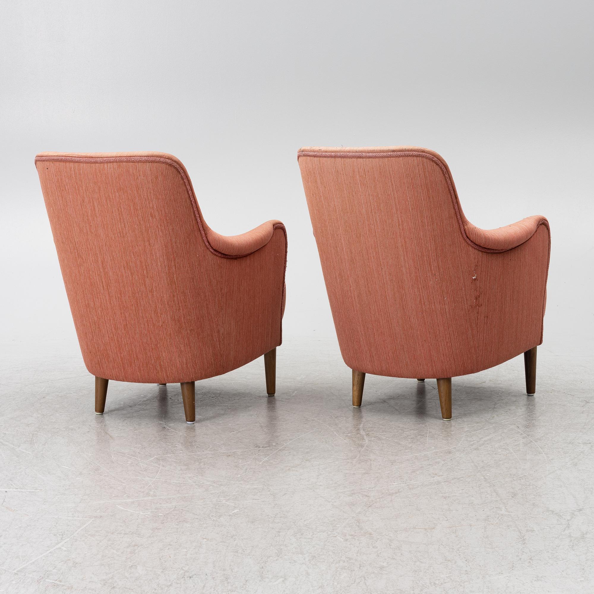 Carl Malmsten, a pair of 'Samsas' armchairs, AB OH Sjögren, Tranås.