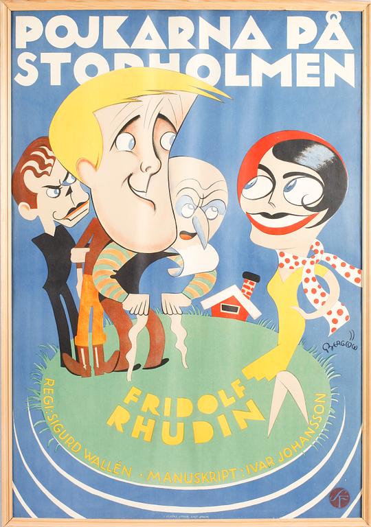 FILMAFFISCH, litografiskt tryck, "Pojkarna på Storholmen", 1933.