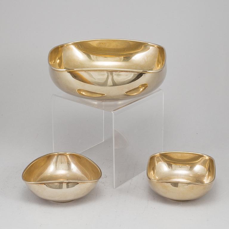 Three 20th century Mexican silver-gilt bowls.