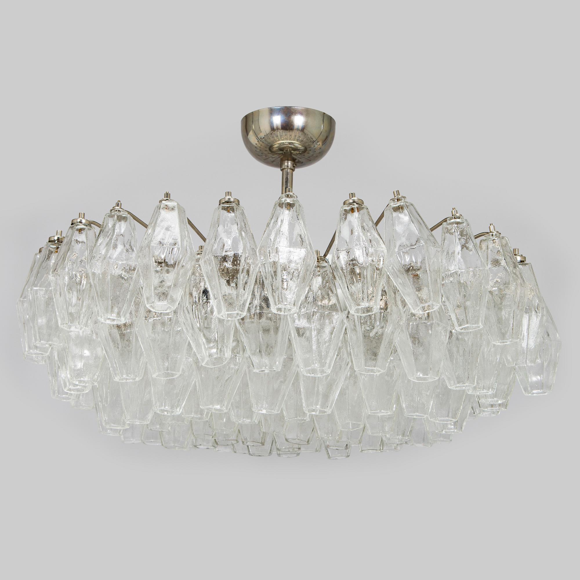 Carlo Scarpa, A1960s 'Polyhedra' chandelier for Venini Murano Italy.