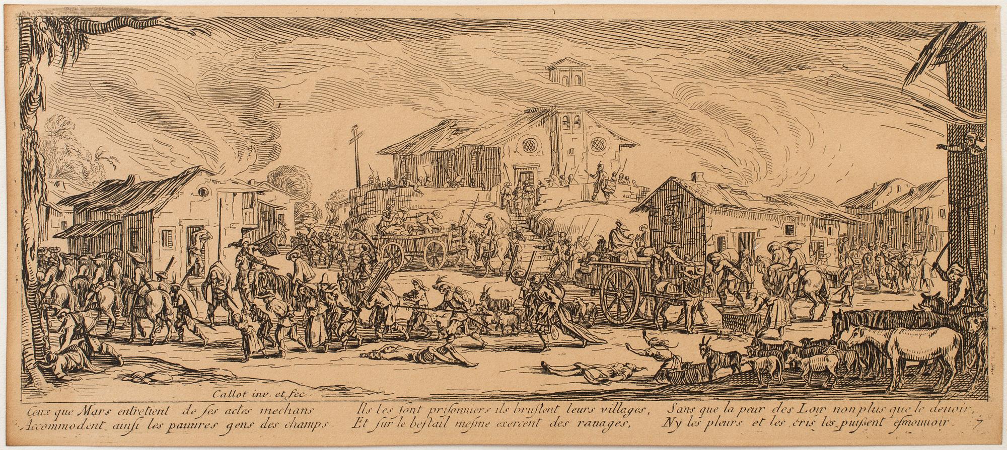 JACQUES CALLOT, Book, collection of 18 etchnings from Les miseres et les mal-hevrs de la gverre. 1633, later edition.