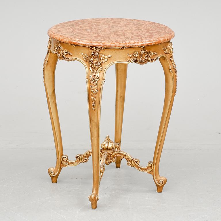 STOLAR, 4 st och SALONGSBORD, rokoko-stil, 1900-talets början.