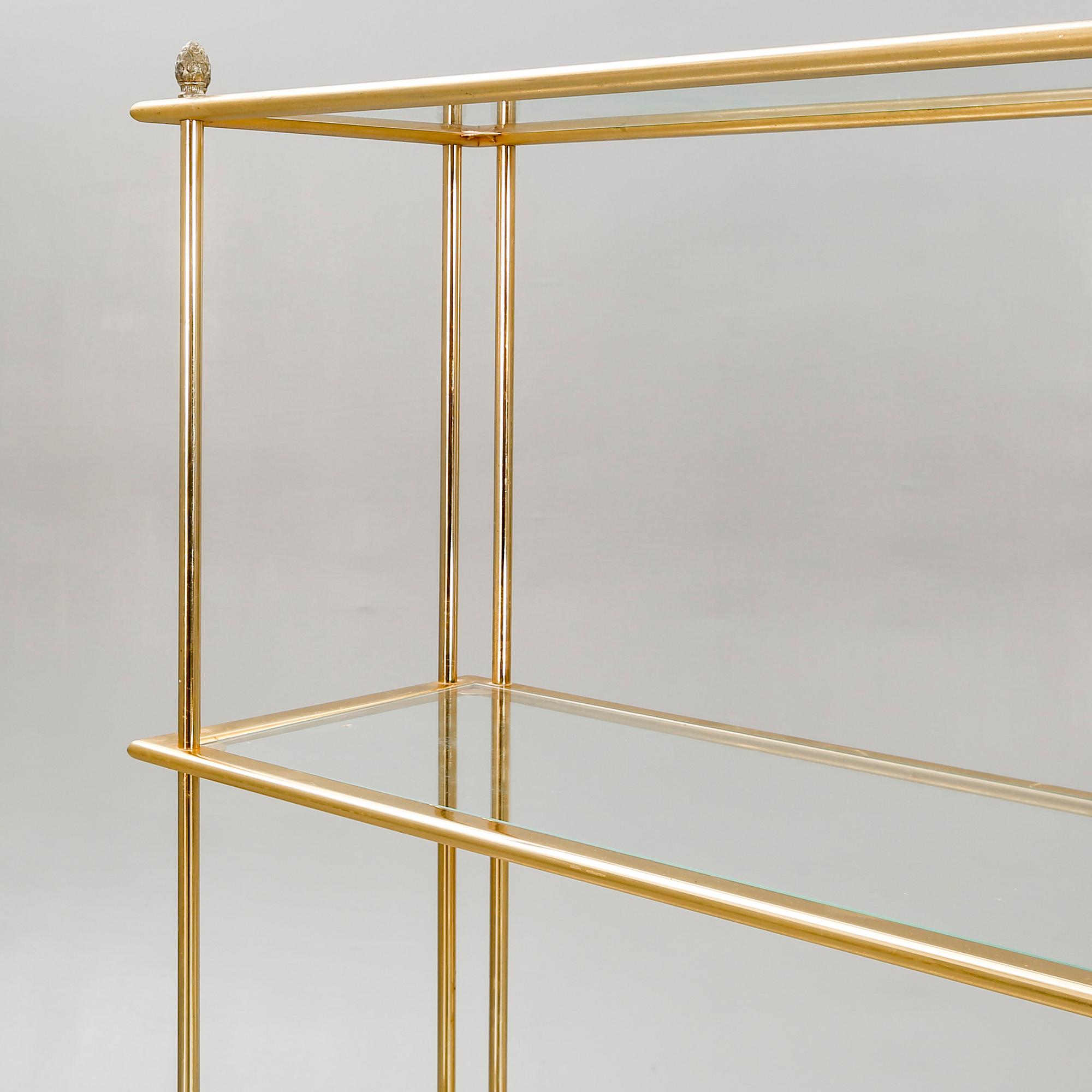 Shelf, brass, glass, 1970s.