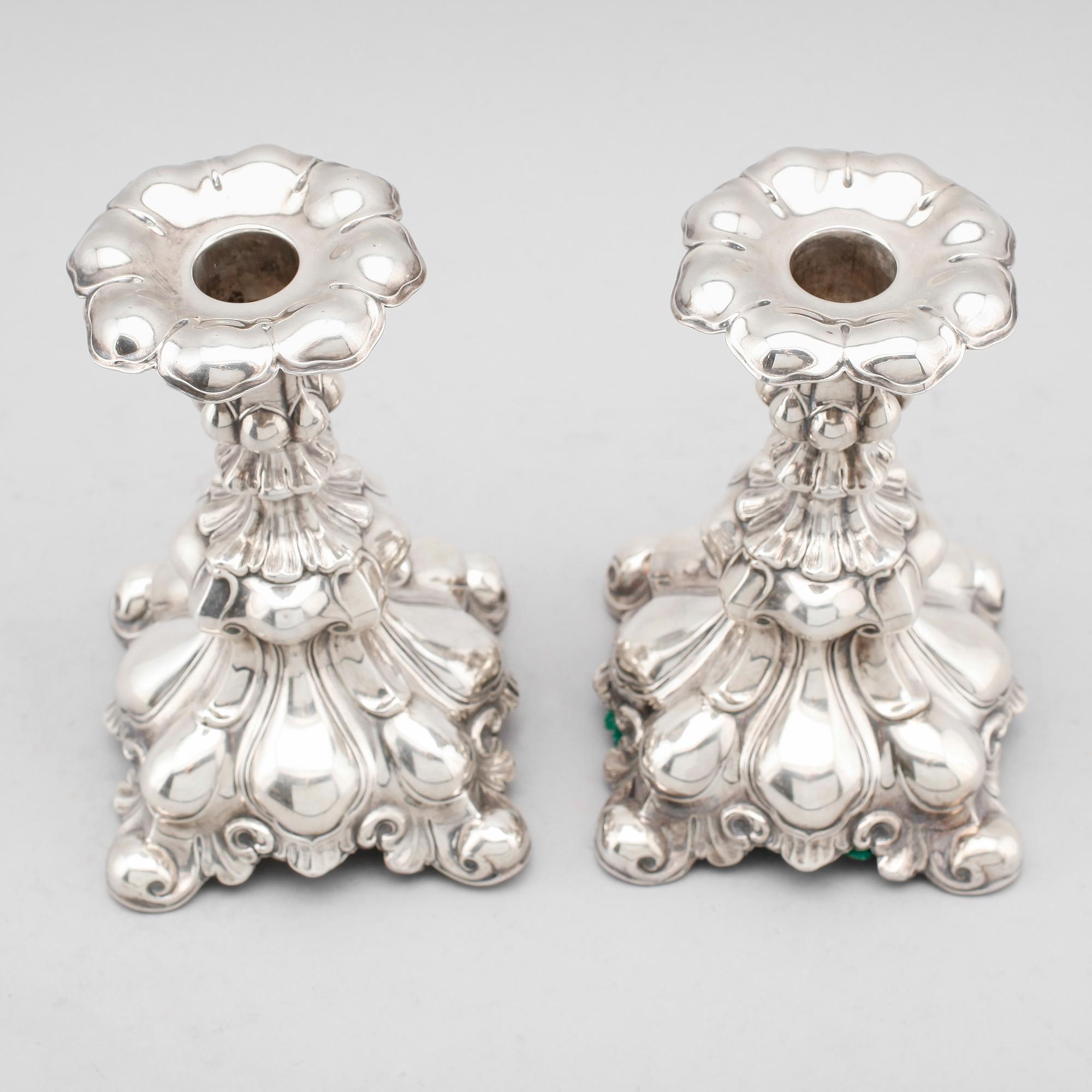 LJUSSTAKAR, 1 par, silver, CG Hallberg, Stockholm 1950.