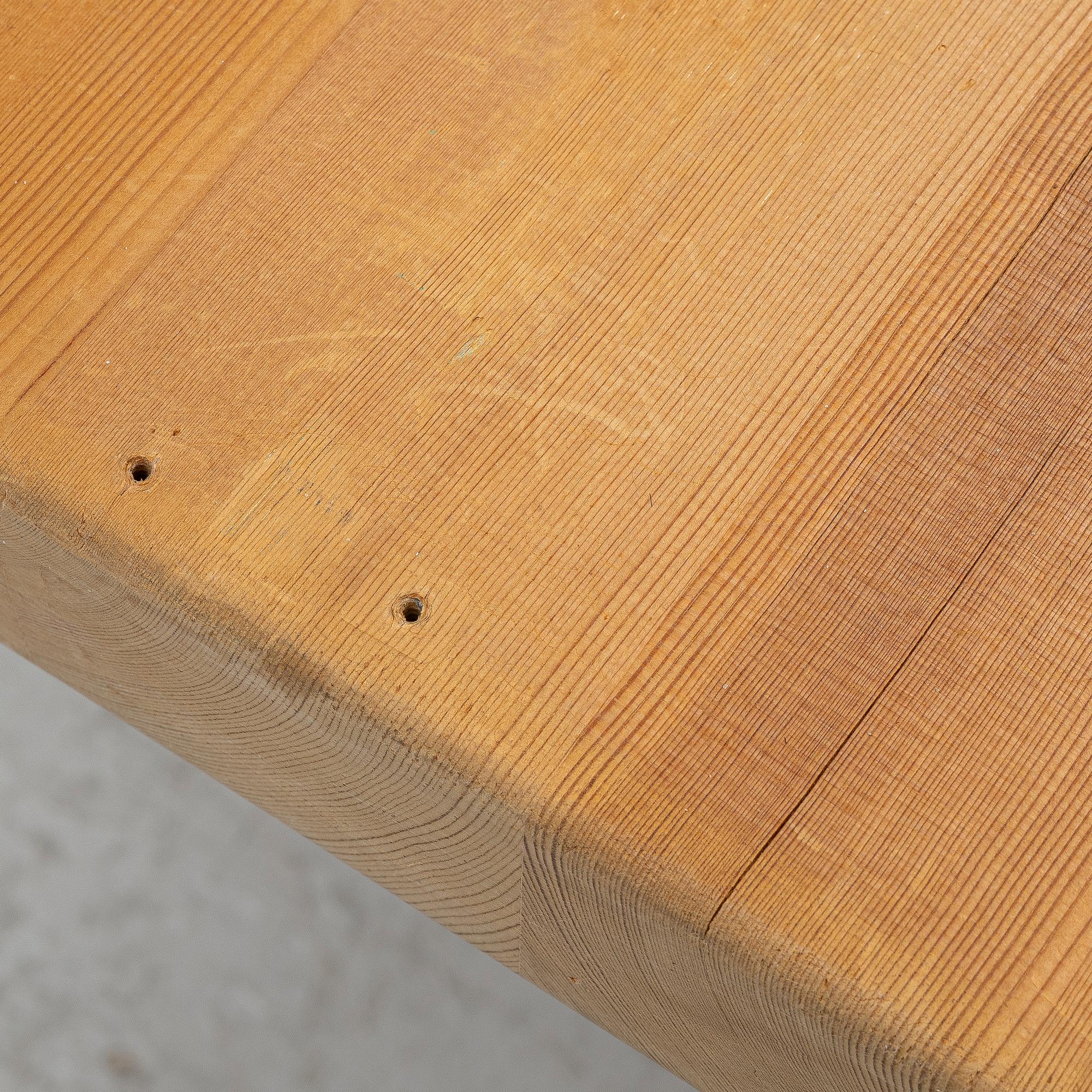 A dining table, trestle table, pine, Krogenes Möbler, Norway, mid-20th century.