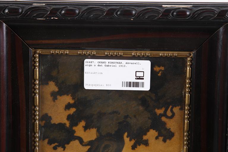 OKÄND KONSTNÄR. Blandteknik på papper, sign o dat Gabriel 1913.