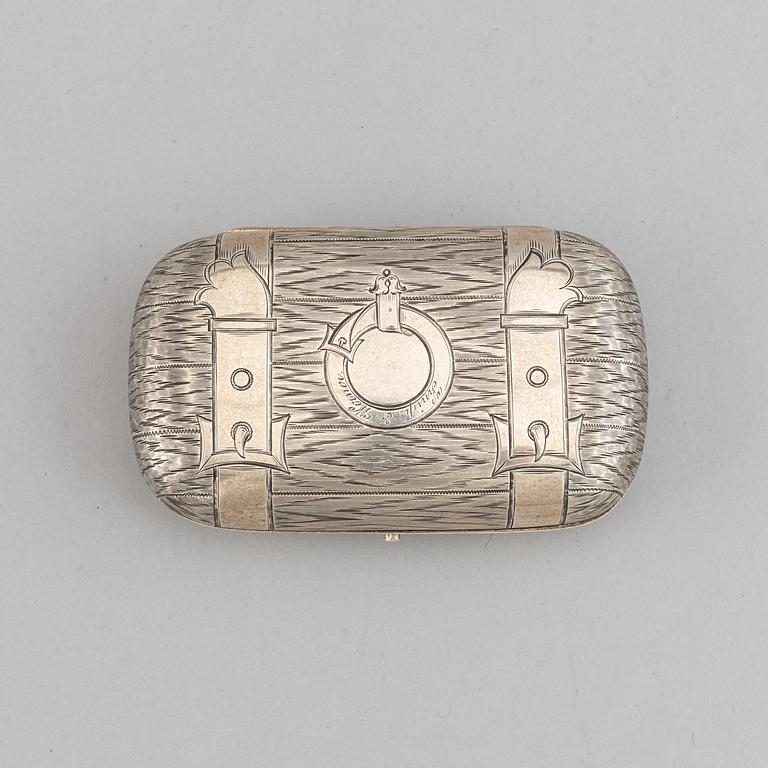 A Russian silver cigarette-case, marked EB, 1883.