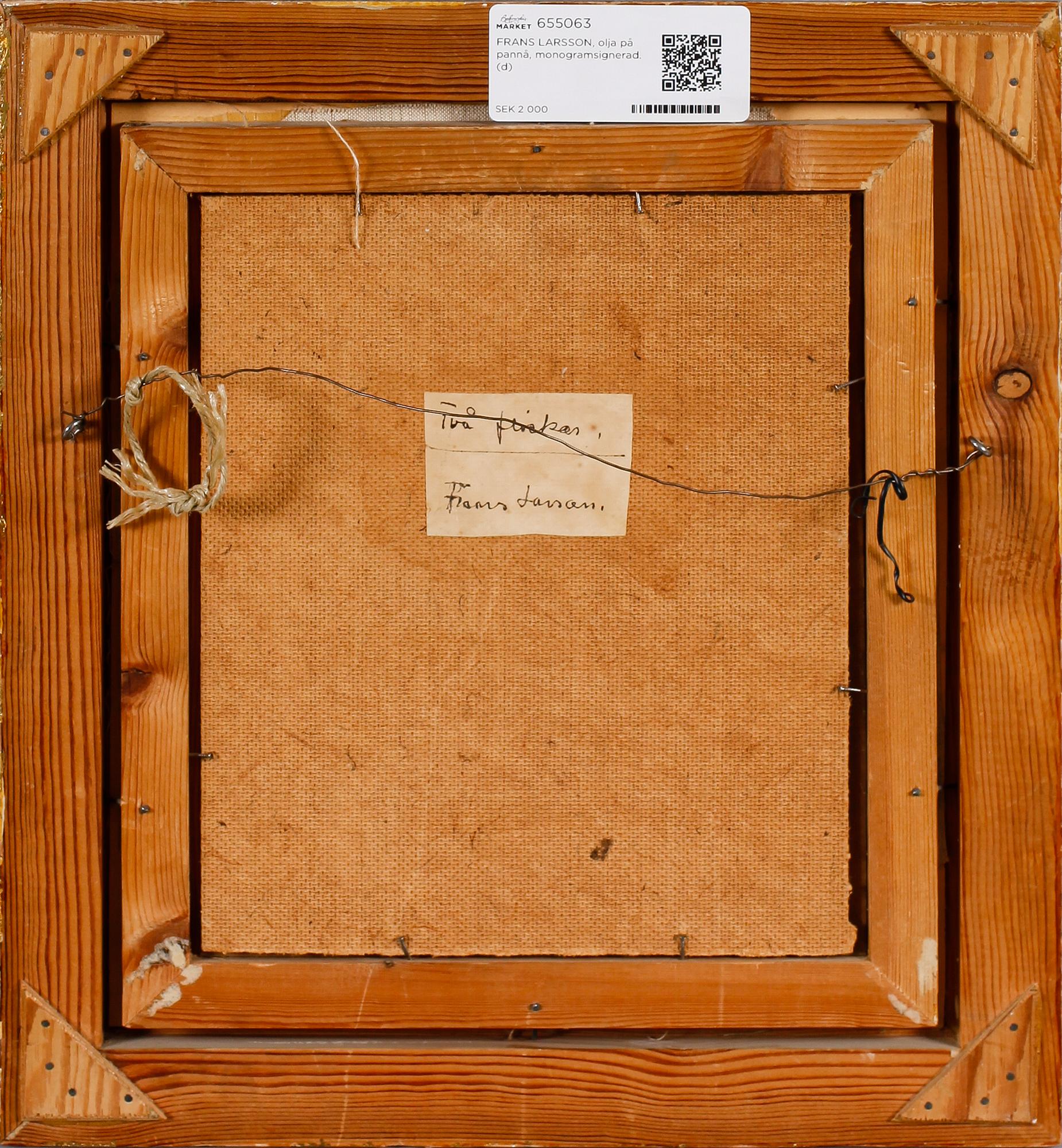 FRANS LARSSON, olja på pannå, monogramsignerad.