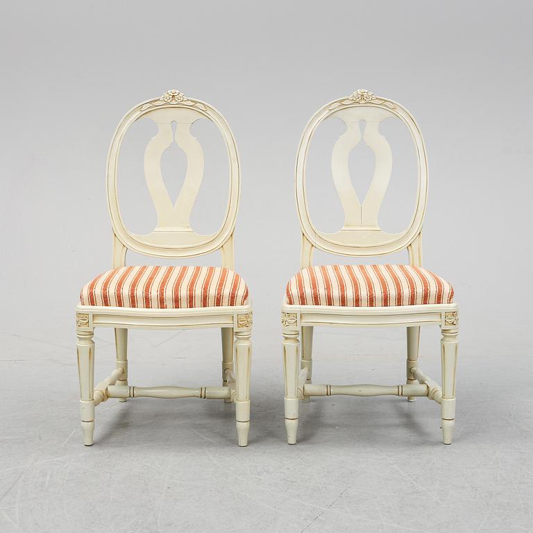 Six Gustavian style chairs, second half of the 20th Century.