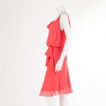 DIANE VON FURSTENBERG, a coral silk dress, US size 8.