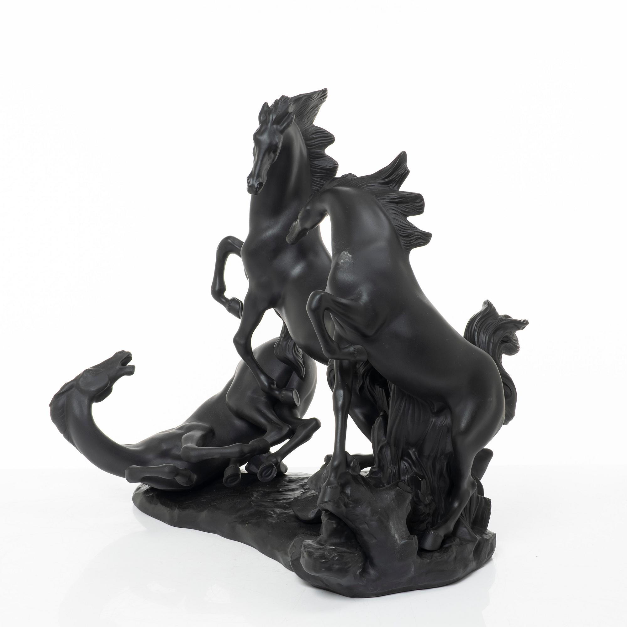 Fulgencio García, figurin, "Horses' group (black)", Lladró, Spanien.