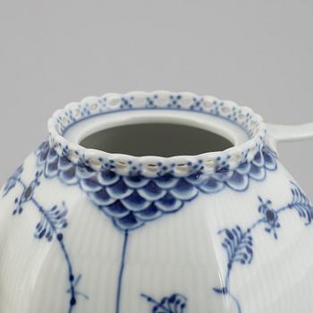 A 'Blue Fluted Full Lace' porcelain teapot, Royal Copenhagen, model 1117, 1967.