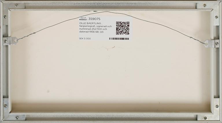 OLLE BAERTLING , färgserigrafi, signerad och numrerad 252/300 och daterad 1956-68.