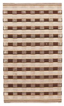 925. RUG. "Schackrutig, brun". Knotted pile in relief. 240 x 141 cm. Signed AB MMF BN.
