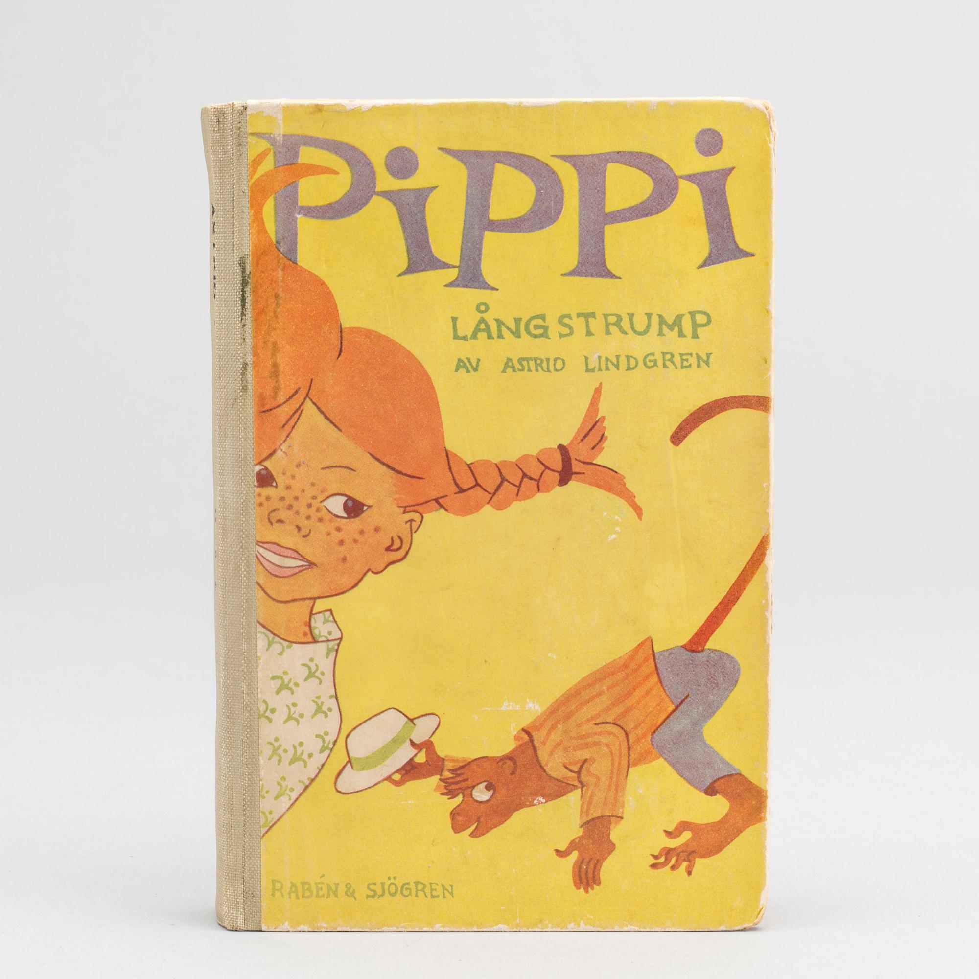 PIPPI LÅNGSTRUMP, Astrid Lindgren, Rabén & Sjögren, Stockholm 1945. Första upplagan.