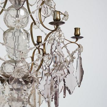 Ljuskrona, för sex ljus. Sverige, 1800-tal, Barockstil.