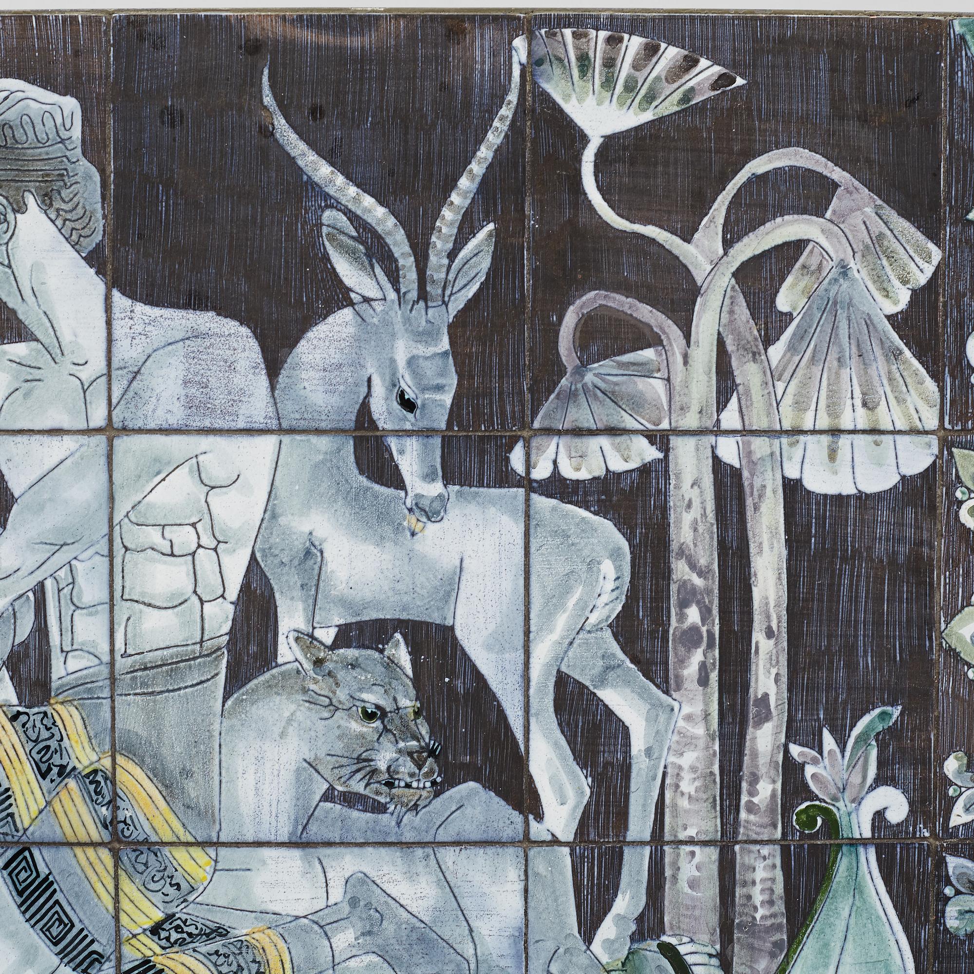 Marian Zawadzki, a ceramic tile table, Tilgmans, signed MZ and dated 58.