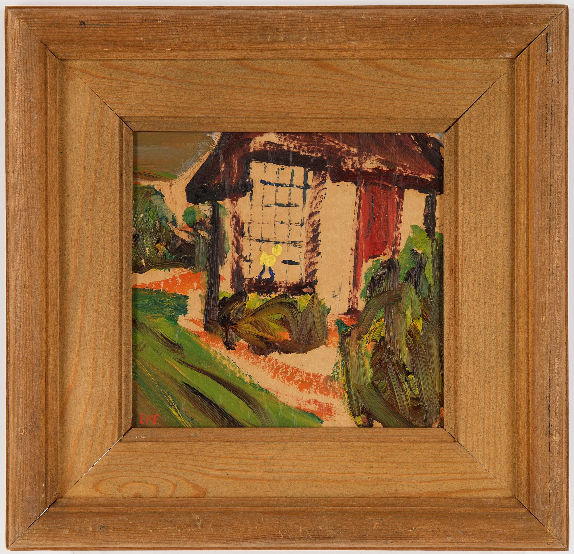 Eve Eriksson, oil on paper/panel, signed.