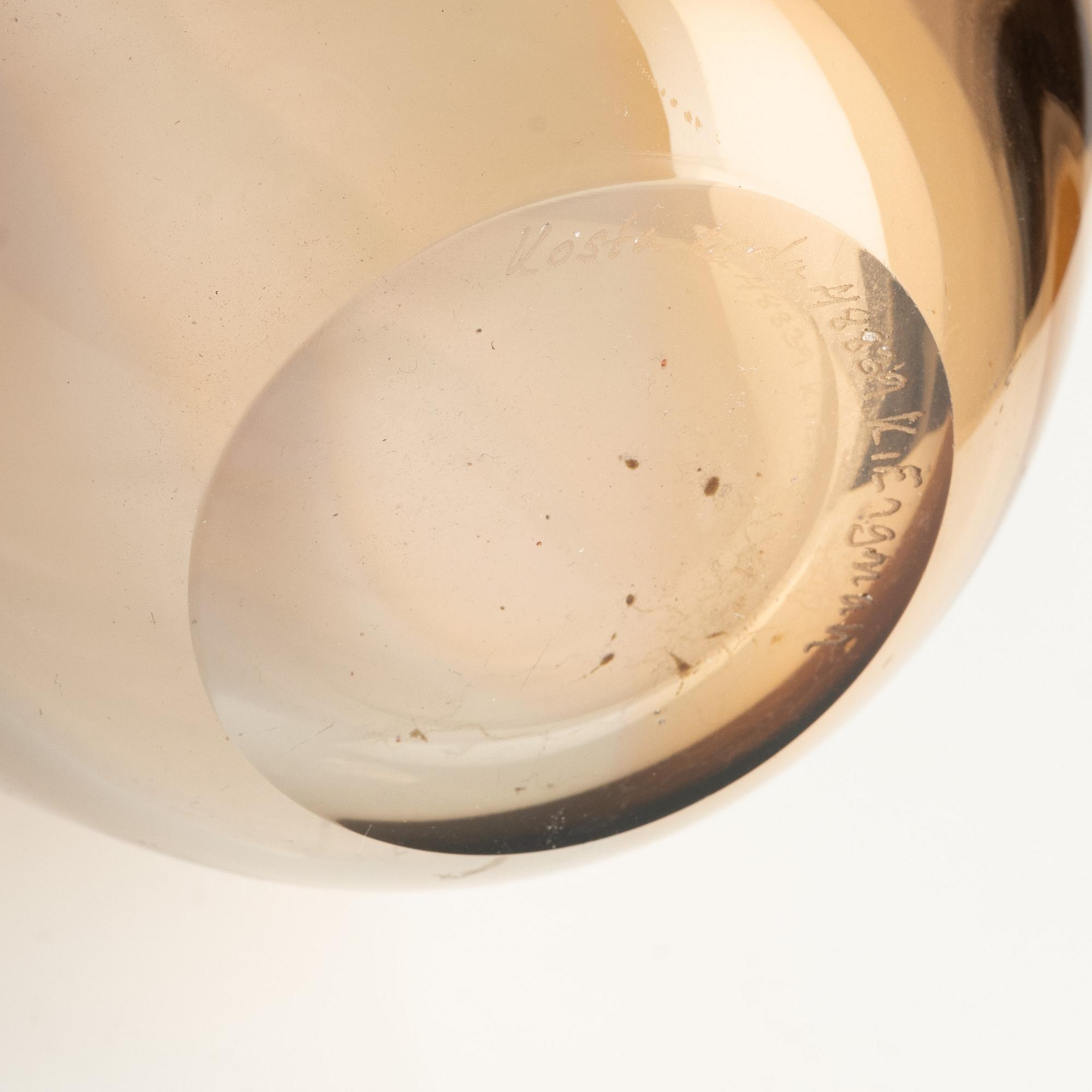 Kjell Engman, five "Fidji" glass vases, Kosta Boda, Sweden, two are limited edition.