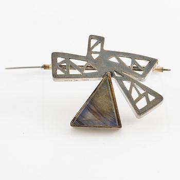 Jan-Christer Lundqvist, brooch, sterling silver with spectrolite, Skövde.