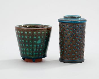 Two Wilhelm Kåge 'Farsta' stoneware vases, Gustavsberg Studio, one dated 1950.