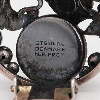 Örhängen, sterlingsilver, bärnsten. N E From, Danmark.