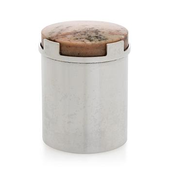 Bertel Gardberg, a stone-lidded silver jar, Kultateollisuus, Turku 1966.