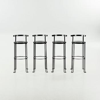 Four "B4-82" bar stools from the Oblado series, designed by Börje Lindau for Blå Station, late 20th century.