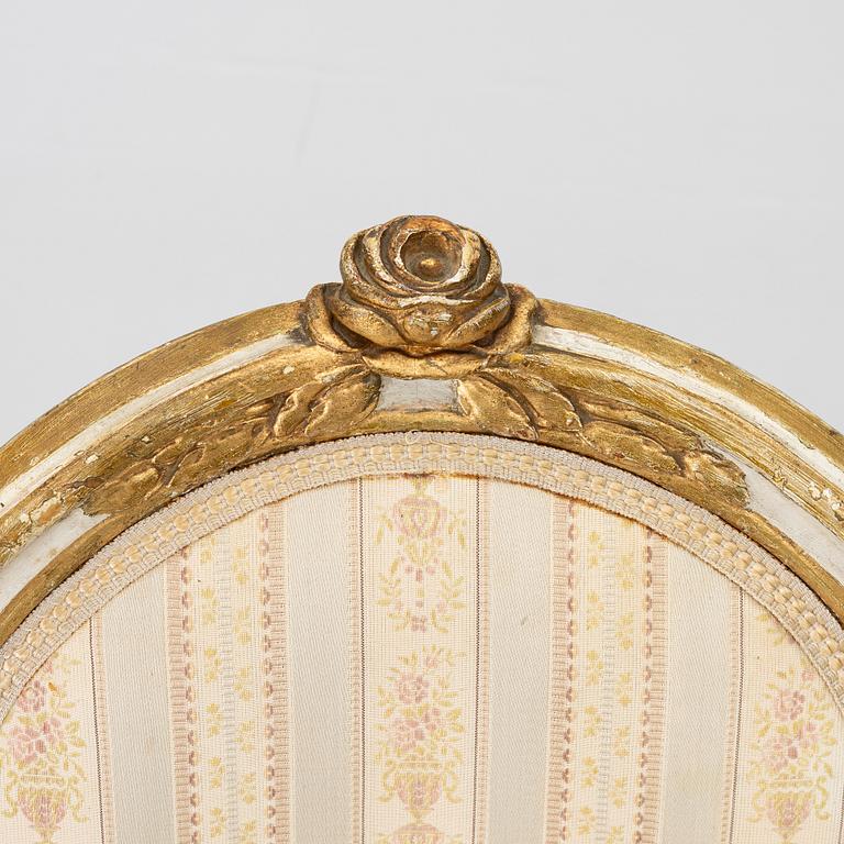 Chairs, a pair, Stockholm work, late 18th century, Gustavian, and a later copy respectively, from 1891.